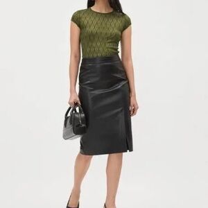 98- Vintage genuine lamb leather pencil shirt